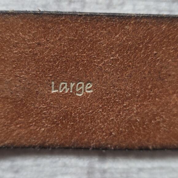 Vintage Fossil Silver Metallic Embossed Textured Genuine Leather Belt Womens L main image 4